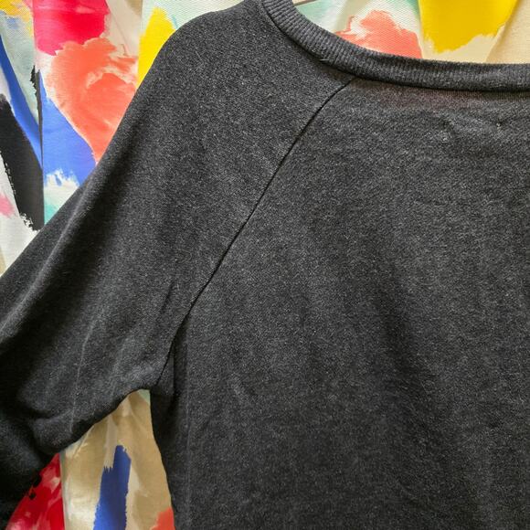 Aerie dark gray terry cloth long sleeve sweatshirt ribbon ties boat neck large - Picture 11 of 11